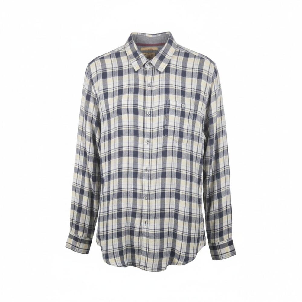 Gilded Age 100% Linen Button Up Plaid Shirt Size Large